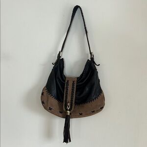 Carla Mancini Brown Leather Shoulder Bag Purse Western Boho Tassel